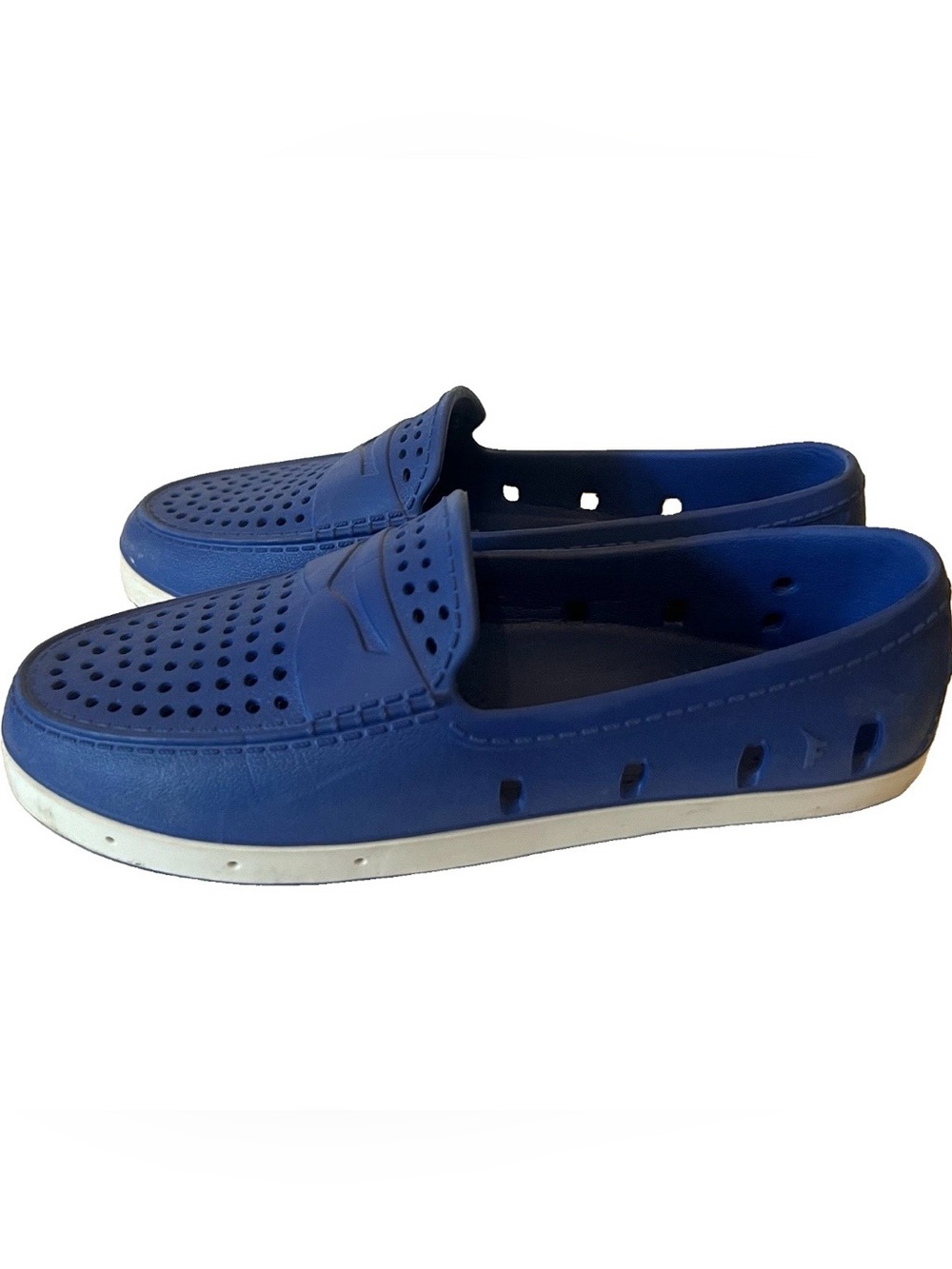 Floafers Kids Youth Blue White Slip On Loafers Shoes Size 4